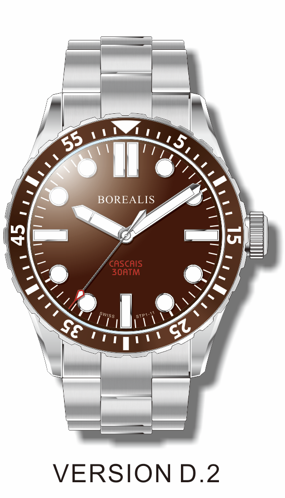 Pre-Order Borealis Cascais Brown Dial Pencil Hands No Date BGW9 Lume