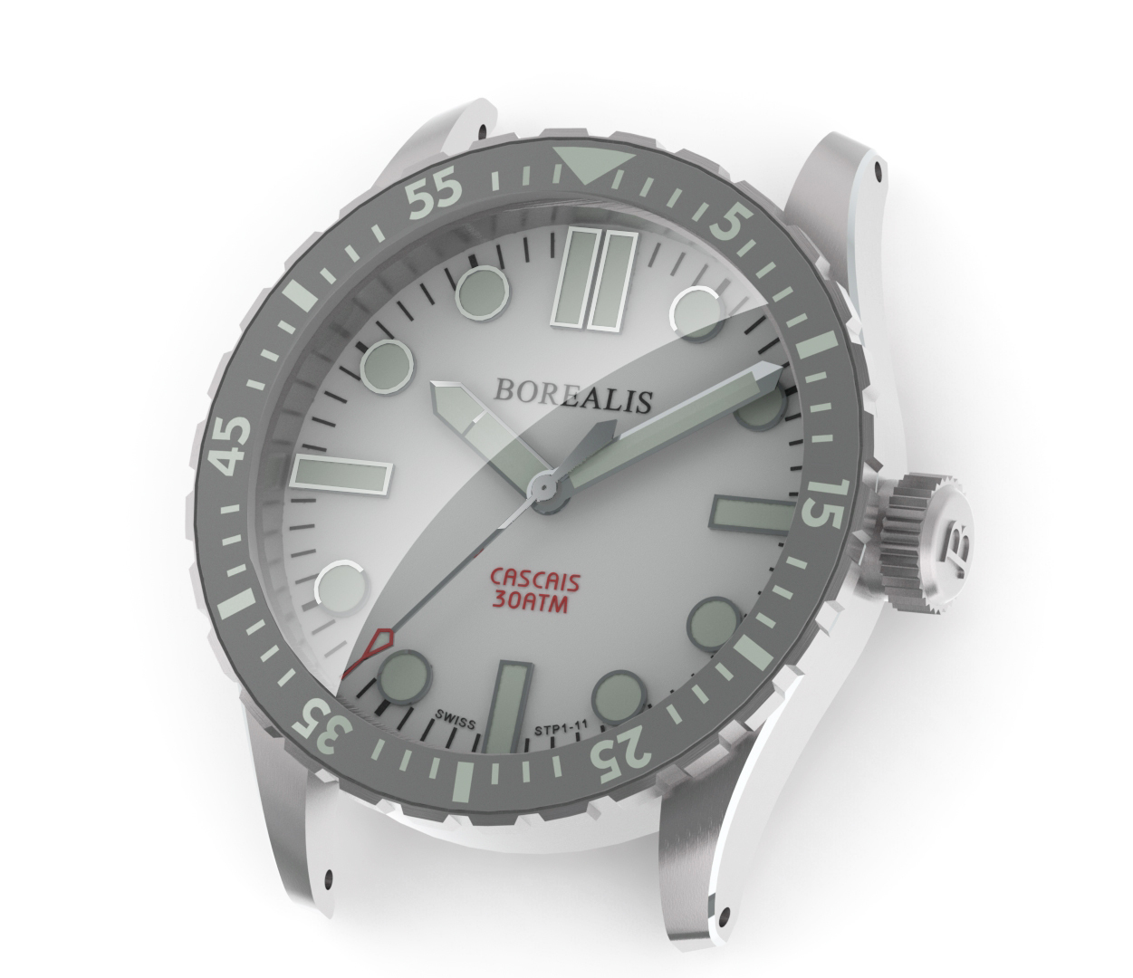 Borealis Cascais White Dial Pencil Hands No Date C3 X1 Lume BCSCWHITEDPHNODATE