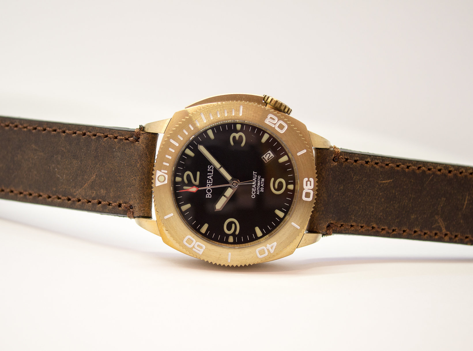 Borealis Oceanaut Aluminum Bronze Black Date 200m NH35 Automatic Diver Watch