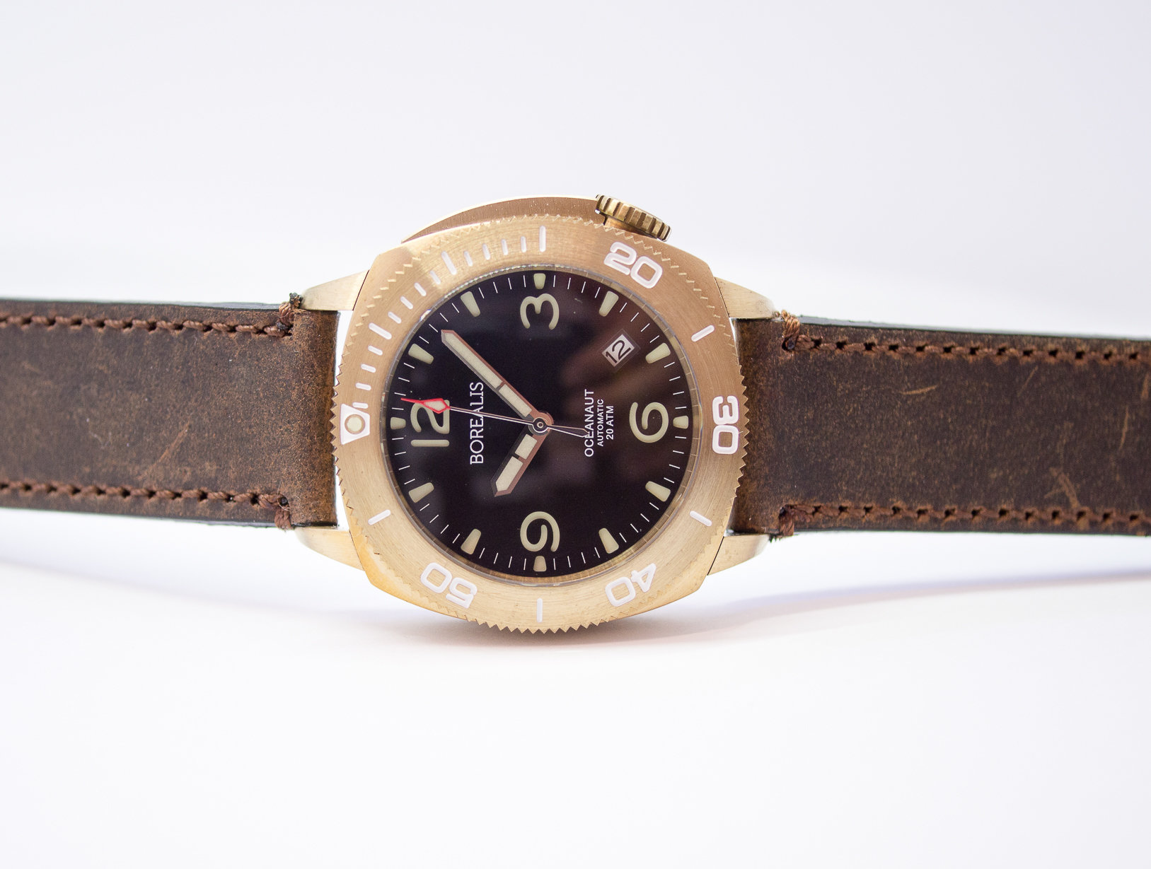 Borealis Oceanaut Aluminum Bronze Black Date 200m NH35 Automatic Diver Watch