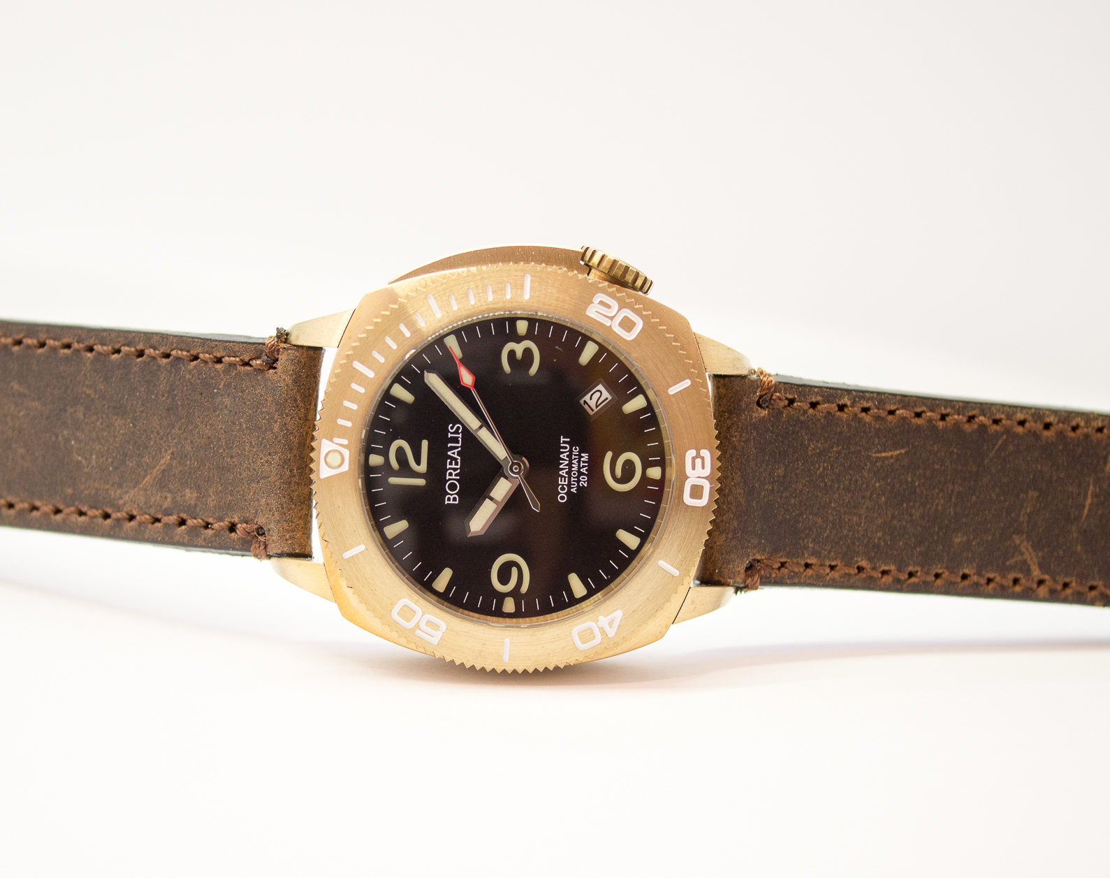 Borealis Oceanaut Aluminum Bronze Black Date 200m NH35 Automatic Diver Watch