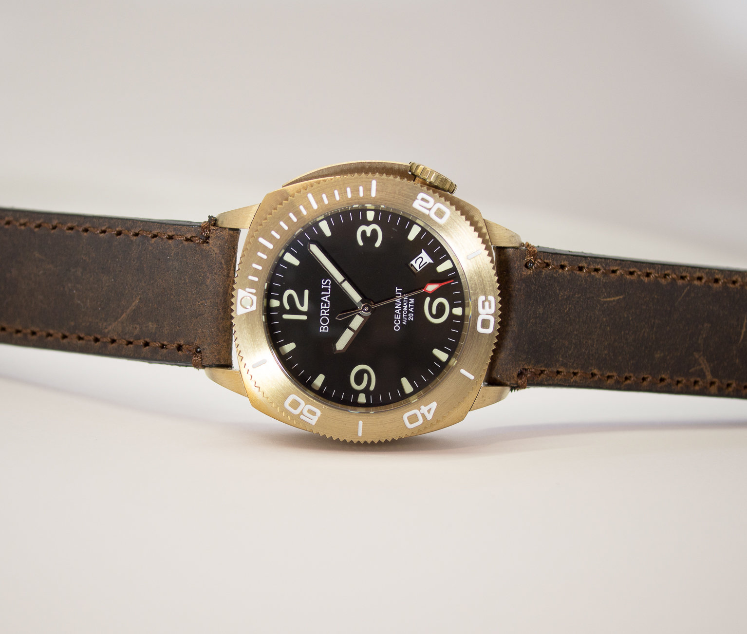 Borealis Oceanaut Aluminum Bronze Black Date 200m NH35 Automatic Diver Watch