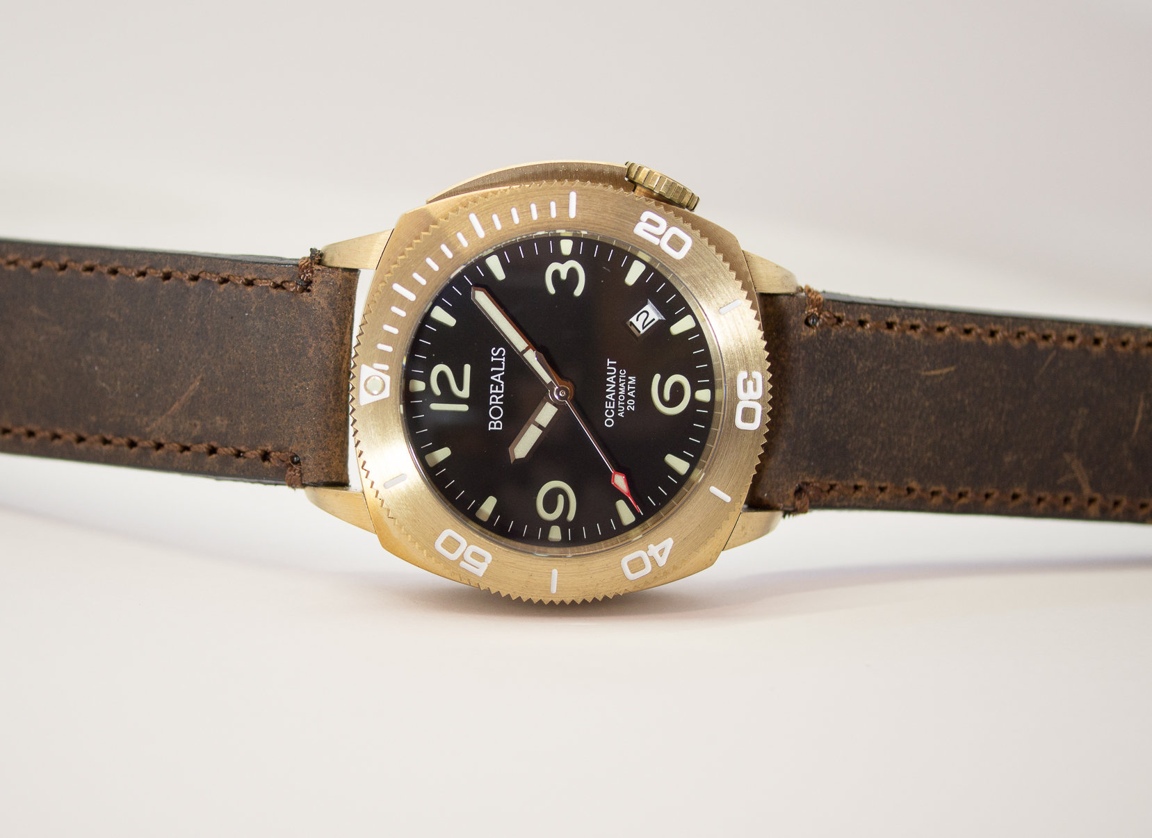 Borealis Oceanaut Aluminum Bronze Black Date 200m NH35 Automatic Diver Watch
