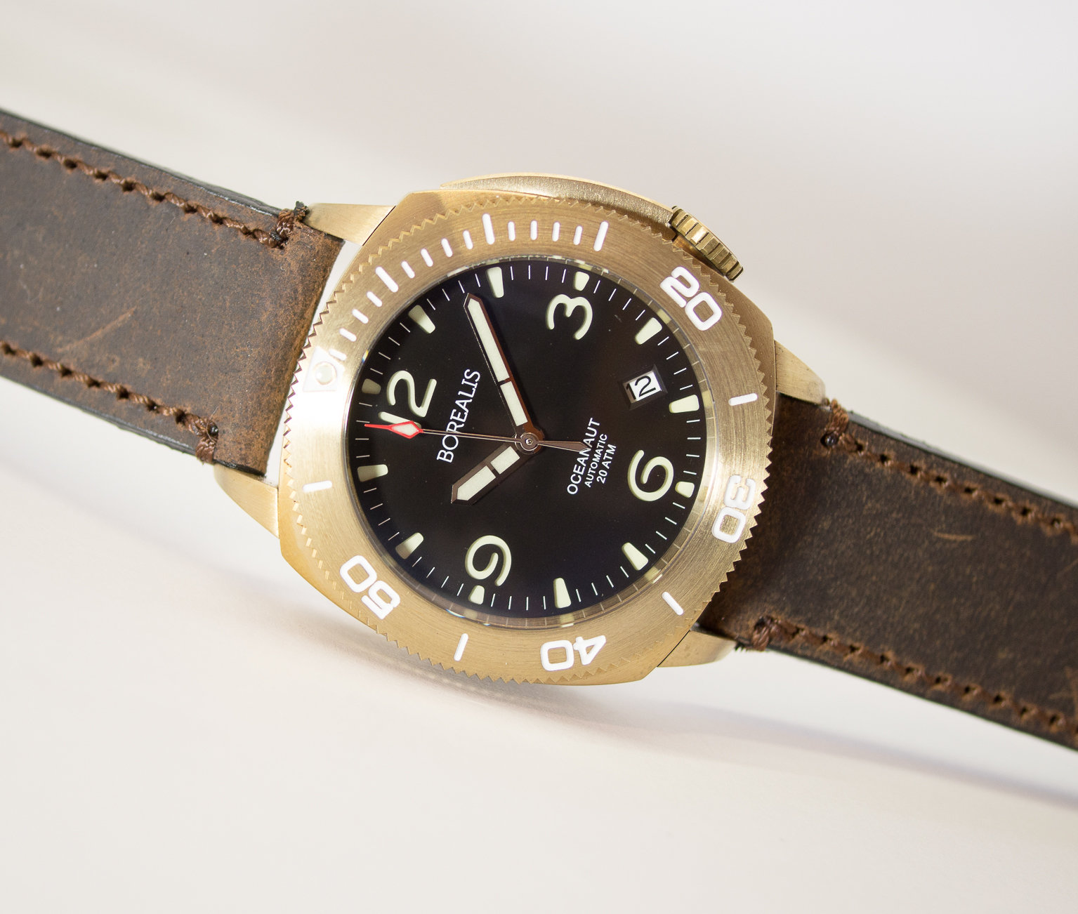 Borealis Oceanaut Aluminum Bronze Black Date 200m NH35 Automatic Diver Watch