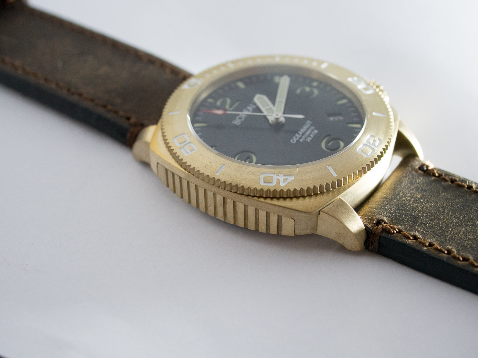 Borealis Oceanaut Aluminum Bronze Black Date 200m NH35 Automatic Diver Watch