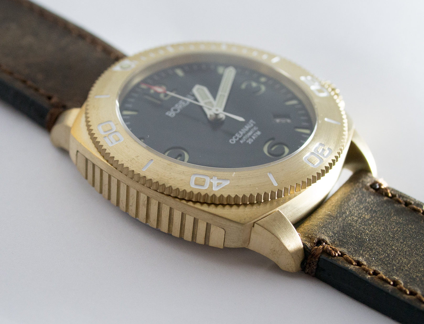 Borealis Oceanaut Aluminum Bronze Black Date 200m NH35 Automatic Diver Watch
