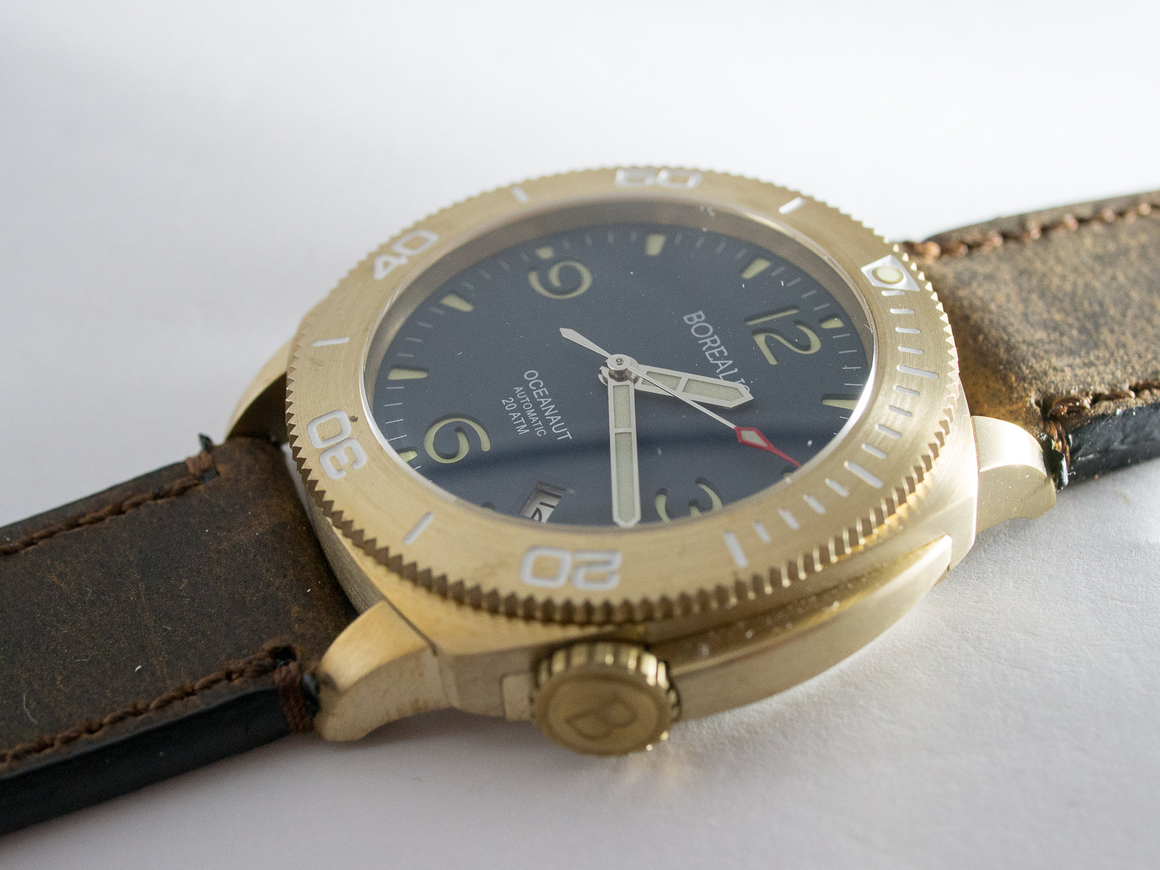 Borealis Oceanaut Aluminum Bronze Teal Blue Date 200m NH35 Automatic Diver Watch