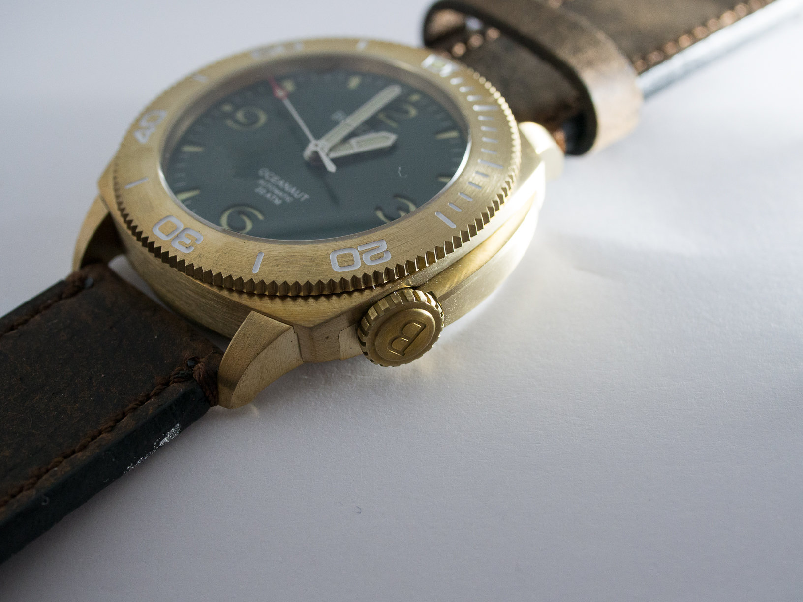 Borealis Oceanaut Aluminum Bronze Green No Date 200m NH35 Automatic Diver Watch