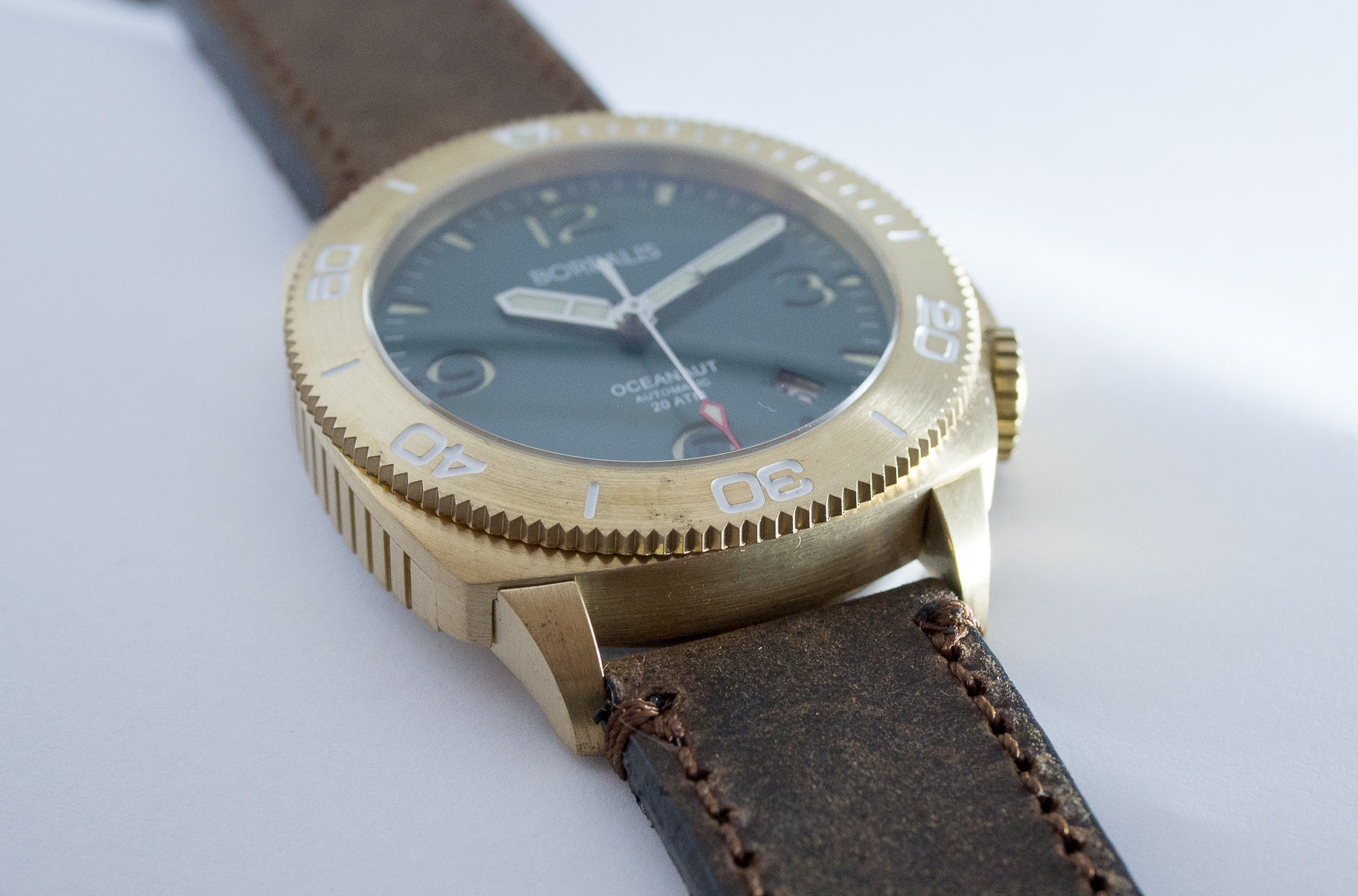 Borealis Oceanaut Aluminum Bronze Green No Date 200m NH35 Automatic Diver Watch