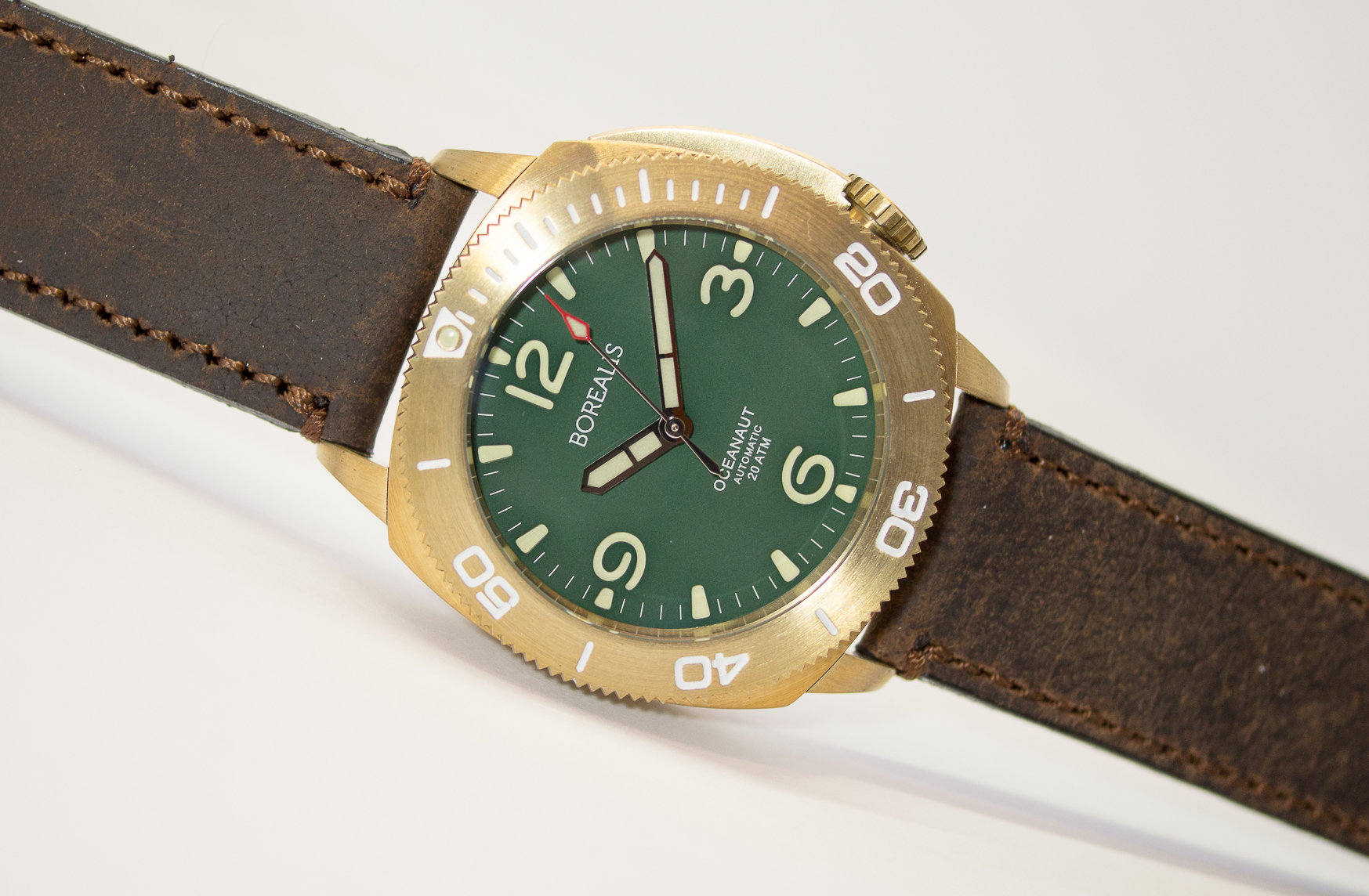 Borealis Oceanaut Aluminum Bronze Green No Date 200m NH35 Automatic Diver Watch