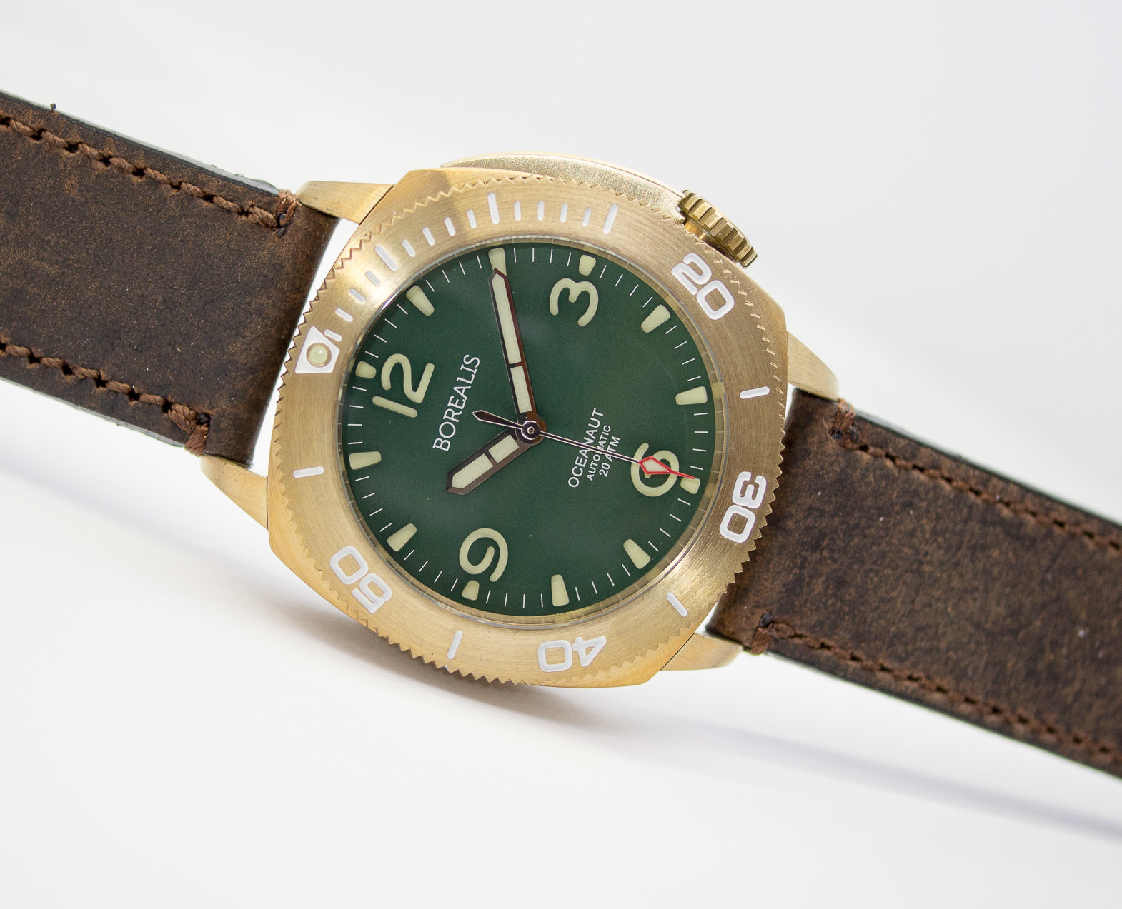 Borealis Oceanaut Aluminum Bronze Green No Date 200m NH35 Automatic Diver Watch