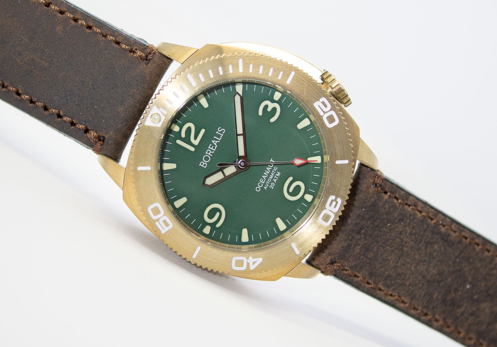 Borealis Oceanaut Aluminum Bronze Green No Date 200m NH35 Automatic Diver Watch