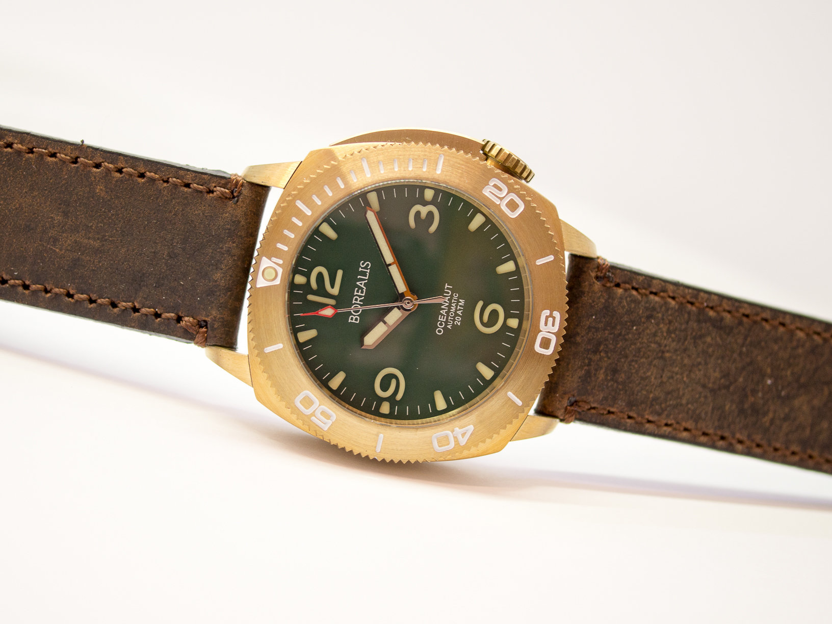 Borealis Oceanaut Aluminum Bronze Green No Date 200m NH35 Automatic Diver Watch