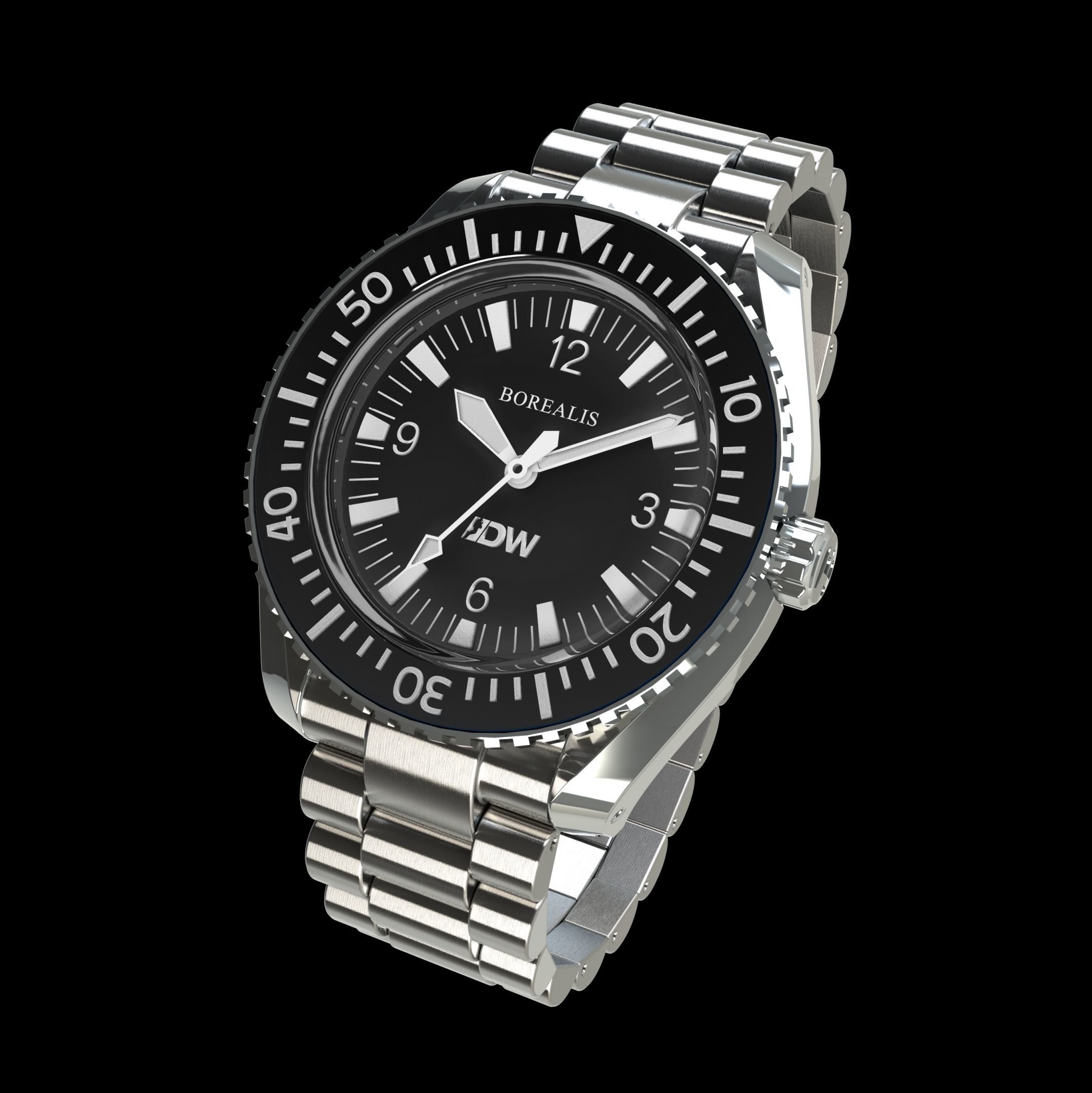 Pre-Order Borealis Estoril 300 for Diver's Watches Facebook Group Black Dial Arabic Numbers Date Black A2 No Date
