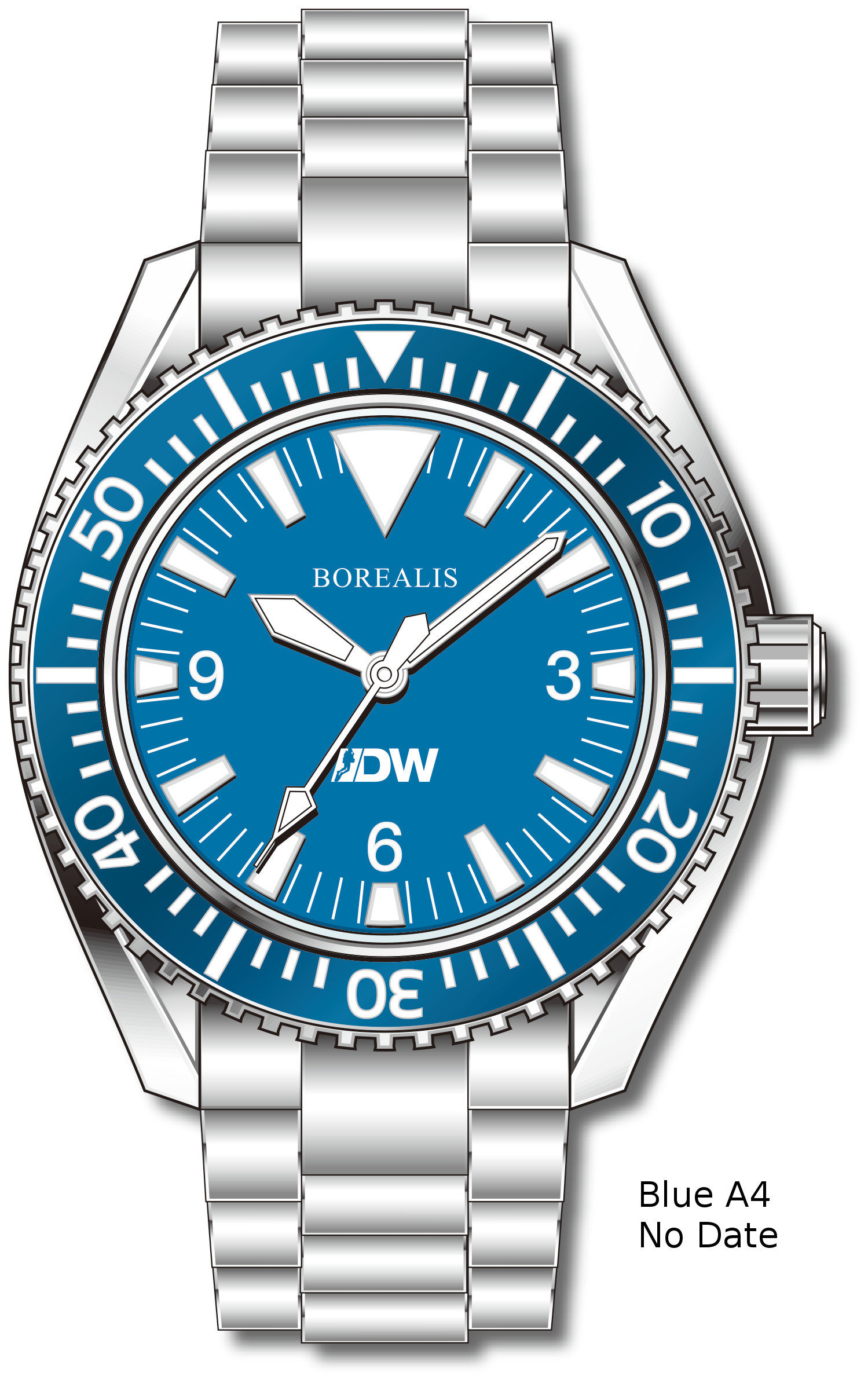 Pre-Order Borealis Estoril 300 for Diver's Watches Facebook Group Blue Dial Big Triangle No Date Blue A4