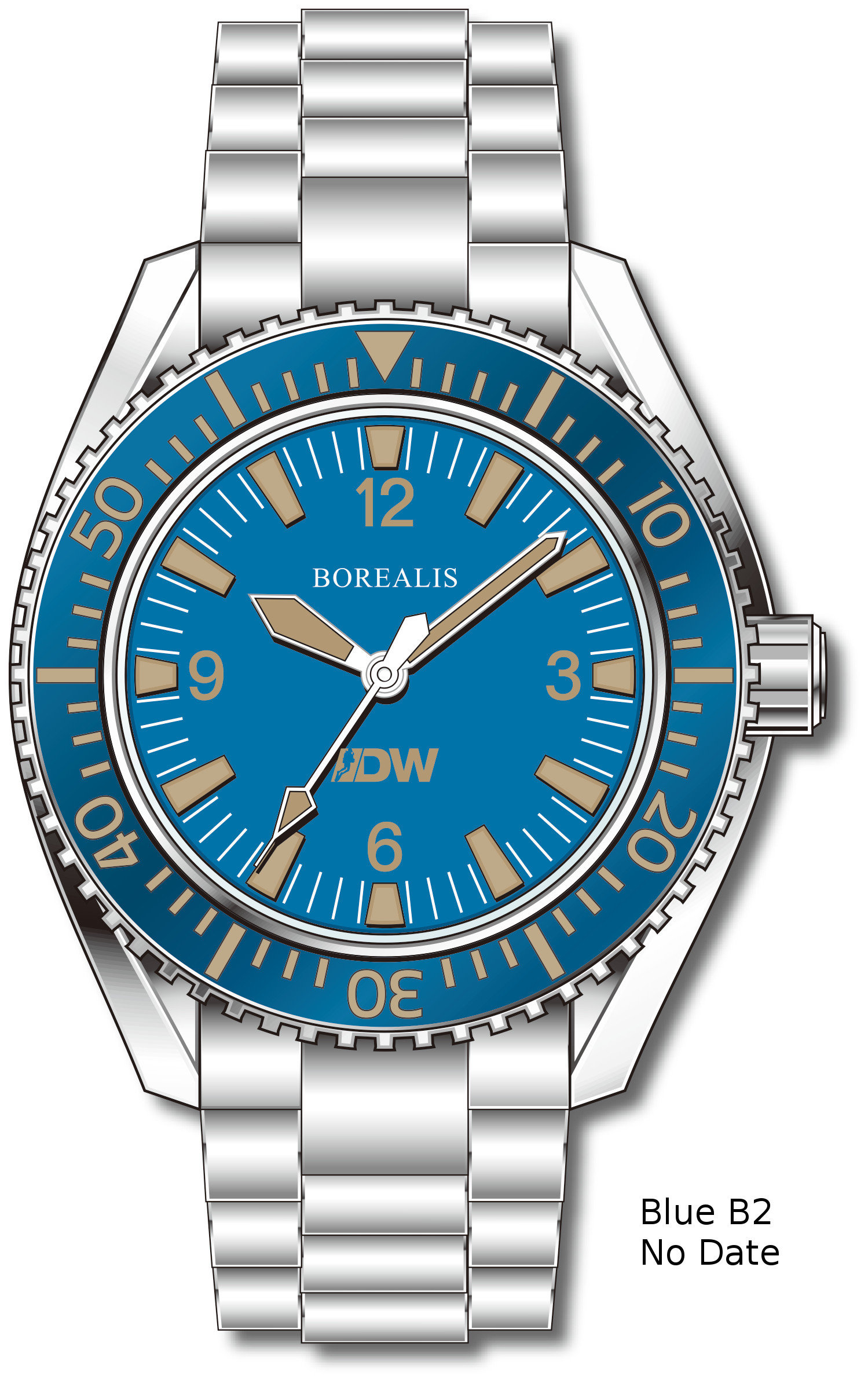 Pre-Order Borealis Estoril 300 for Diver's Watches Facebook Group Blue Dial Arabic Numbers No Date Blue B2 No Date EDWFBGBLUEB2NDT