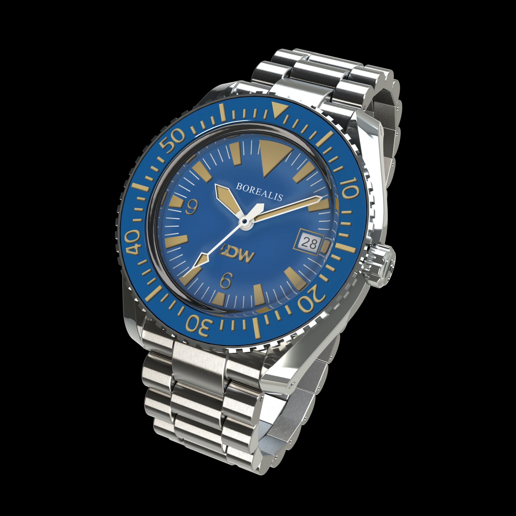Pre-Order Borealis Estoril 300 for Diver's Watches Facebook Group Blue Dial Big Triangle Date Blue B3 Date