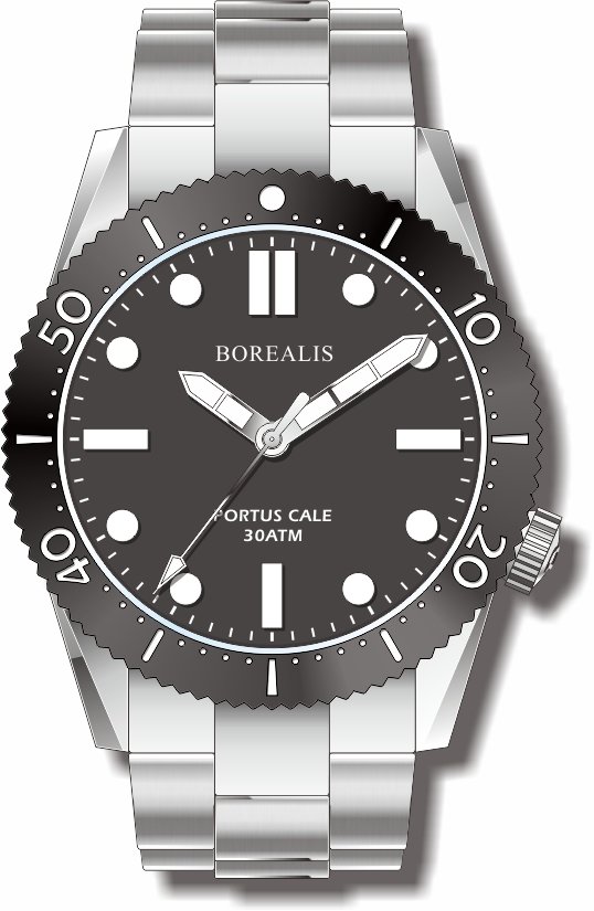 Borealis Portus Cale Black Version A1 Dial SLWL No Date