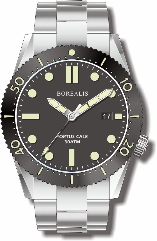 Pre-Order Borealis Portus Cale Black Version B Dial C3X1 Date BPCBLACKABD