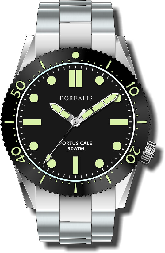 Pre-Order Borealis Portus Cale Black Version B1 Dial C3X1 No Date BPCBLACKAB1ND