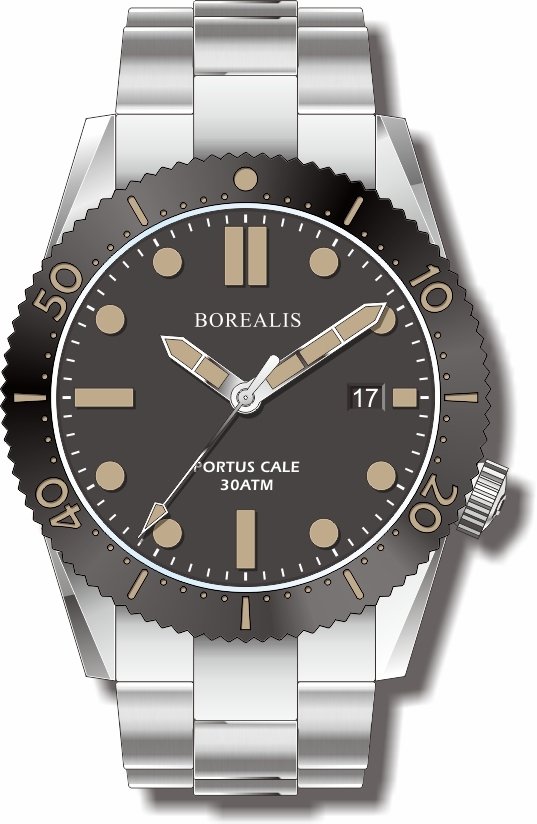 Pre-Order Borealis Portus Cale Black Version C Dial Old Radium Date BPCBLACKACD