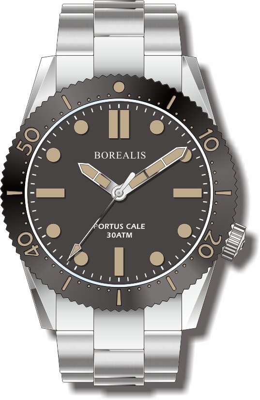 Borealis Portus Cale Black Version C1 Dial Old Radium No Date