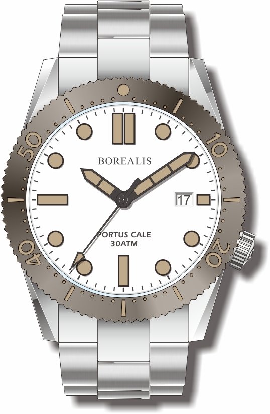 Pre-Order Borealis Portus Cale White Version C Dial Old Radium X1 Date BPCWHITEBCD