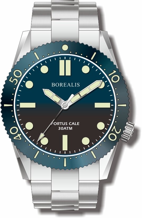 Pre-Order Borealis Portus Cale Blue Fade to Black Version B1 Dial C3X1 No Date BPCBLUEF2BLACKCB1ND