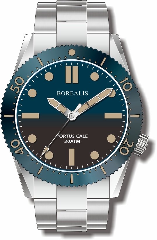 Borealis Portus Cale Blue Fade to Black Version C1 Dial Old Radium No Date