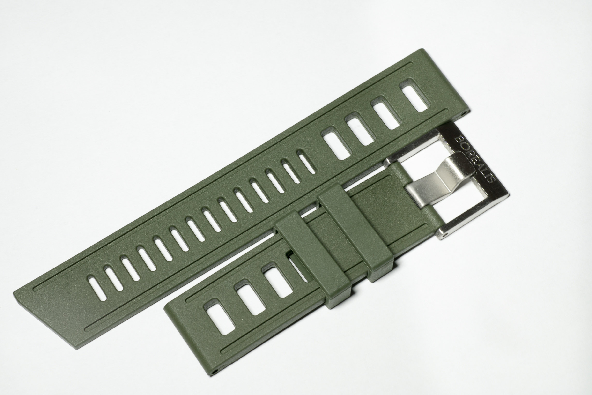 Borealis Vulcanized Rubber Strap 22mm Green - Best Offer in Market for Diver Watches