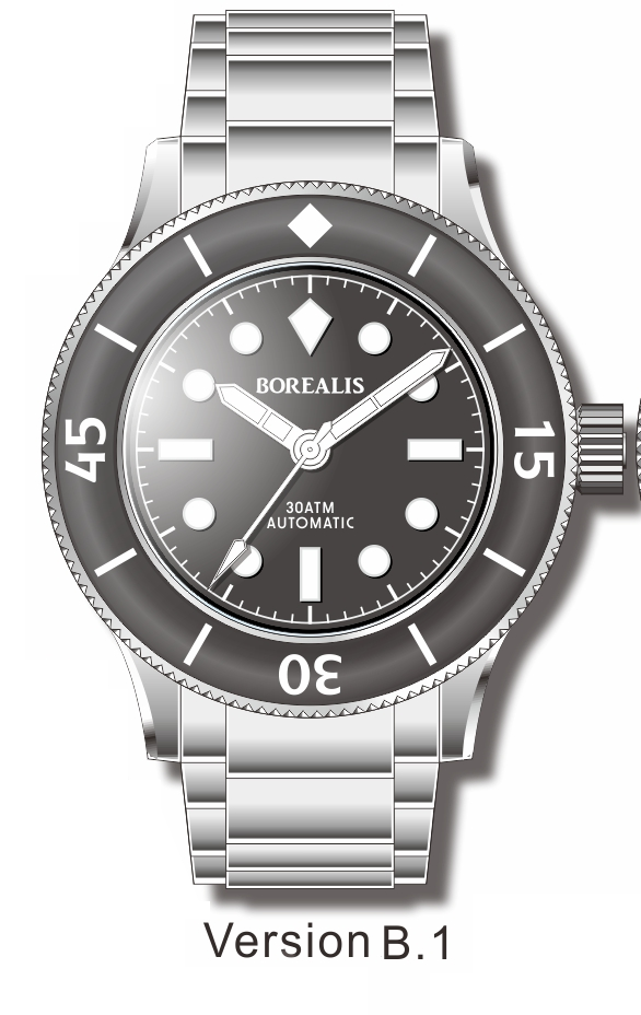 Pre-Order Borealis Sea Storm V2 Black Dial Version A.B1 No Date BGW9 Lume SSV2A.B1