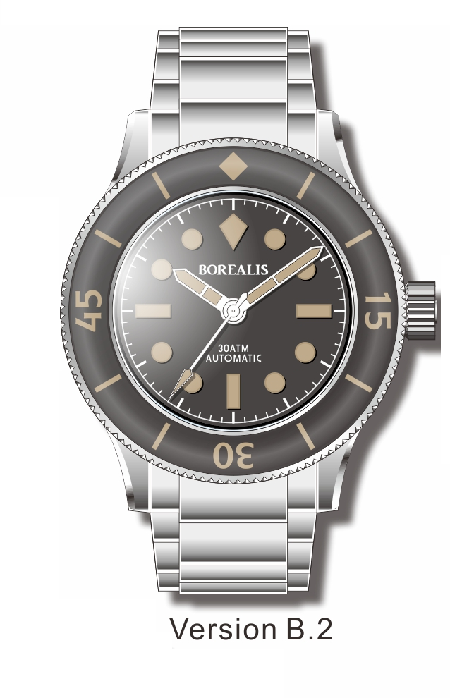 Pre-Order Borealis Sea Storm V2 Black Dial Version A.B2 No Date Old Radium Lume SSV2A.B2