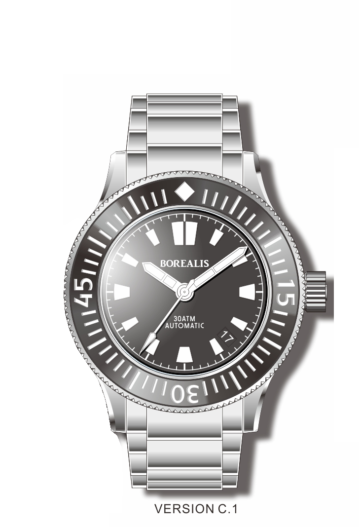 Pre-Order Borealis Sea Storm V2 Black Dial Version B.C1 Date BGW9 Lume SSV2B.C1