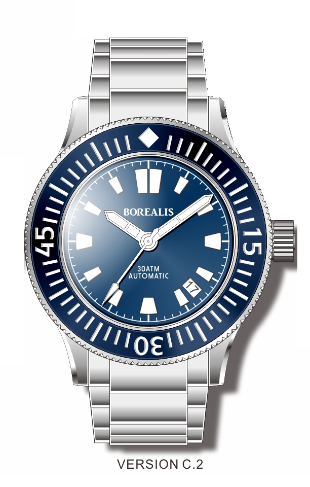 Pre-Order Borealis Sea Storm V2 Blue Dial Version B.C2 Date BGW9 Lume