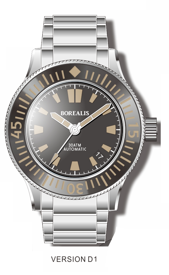 Pre-Order Borealis Sea Storm V2 Black Dial Version B.D1 Date Old Radium Lume SSV2B.D1