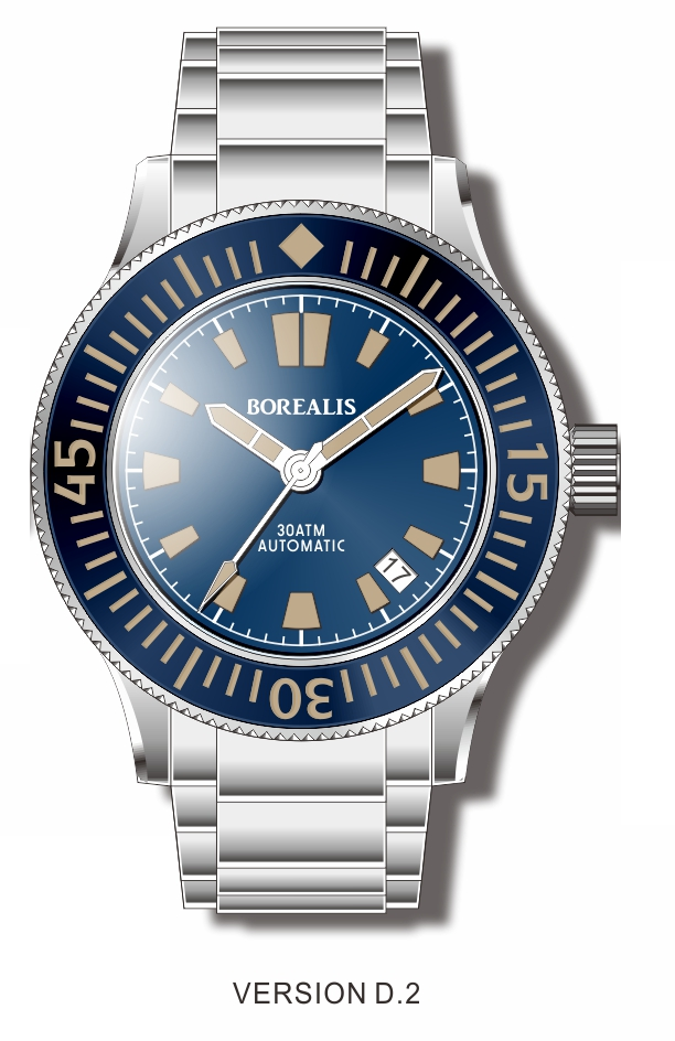 Pre-Order Borealis Sea Storm V2 Blue Dial Version B.D2 Date Old Radium Lume SSV2B.D2