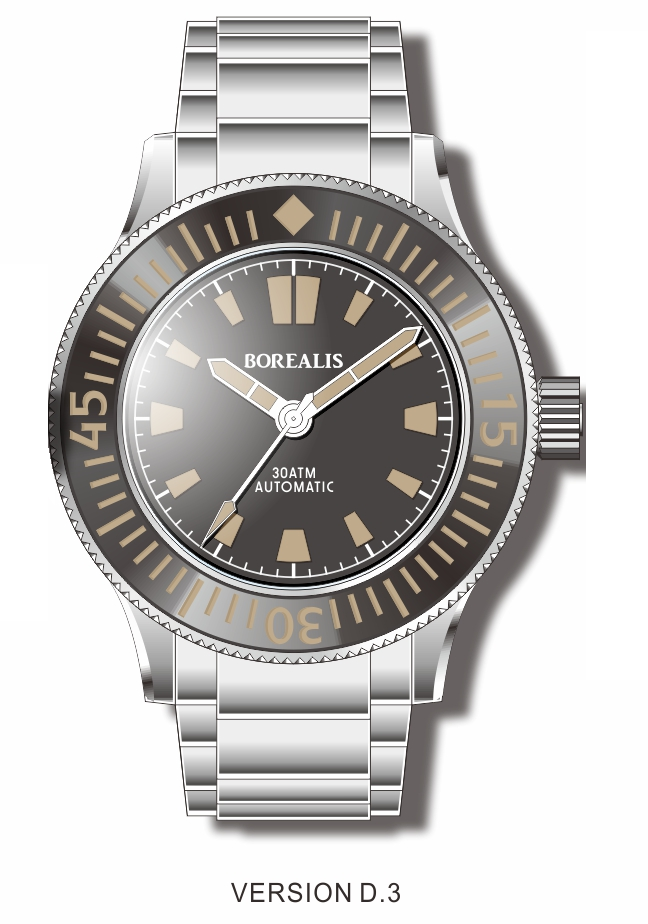 Pre-Order Borealis Sea Storm V2 Black Dial Version B.D3 No Date Old Radium Lume SSV2B.D3