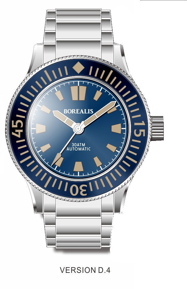 Pre-Order Borealis Sea Storm V2 Blue Dial Version B.D4 No Date Old Radium Lume