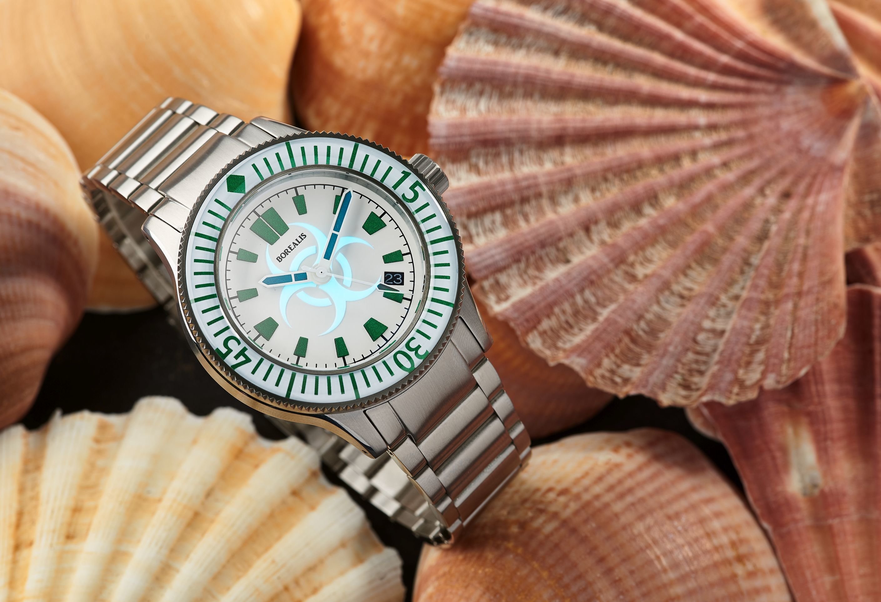 Pre-Order Borealis Sea Storm V2 Bio Hazard White Dial Version C.C1 Date Black Lume