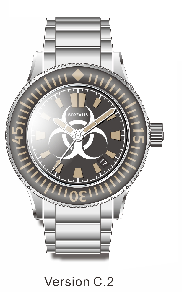 Pre-Order Borealis Sea Storm V2 Bio Hazard Black Dial Version C.C2 Date Old Radium Lume SSV2C.C2