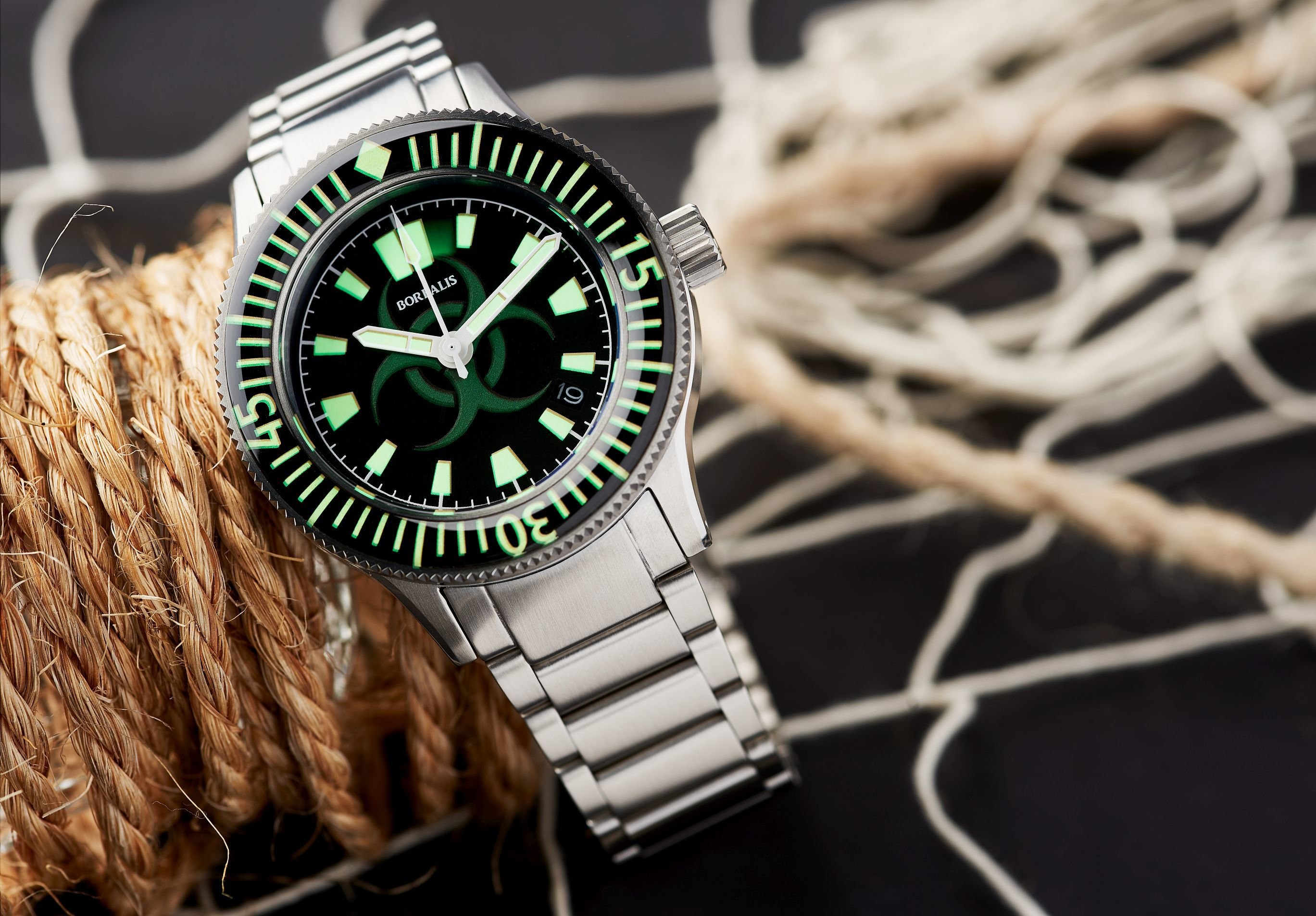 Pre-Order Borealis Sea Storm V2 Bio Hazard Black Dial Version C.C2 Date Old Radium Lume