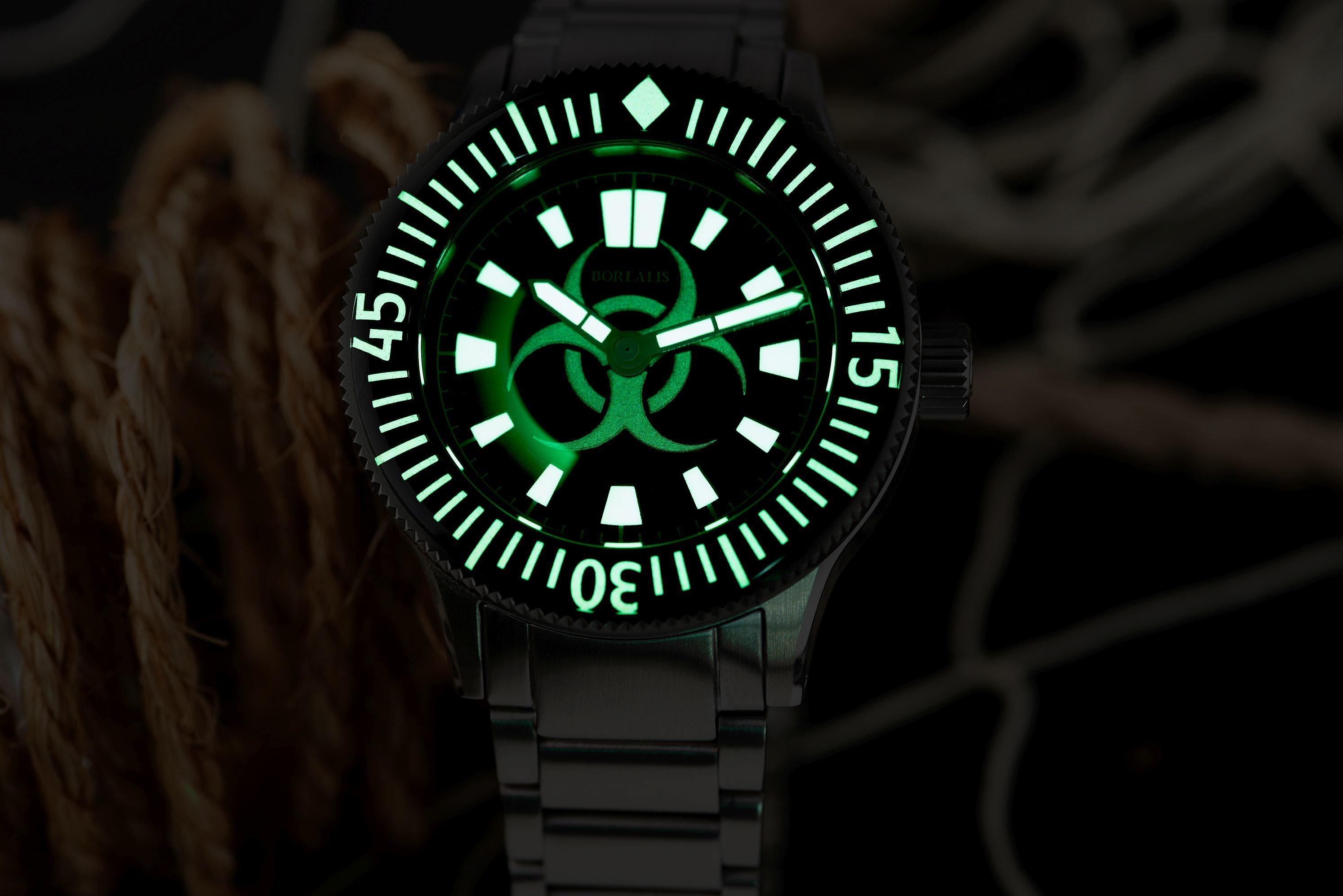 Pre-Order Borealis Sea Storm V2 Bio Hazard Black Dial Version C.C2 Date Old Radium Lume