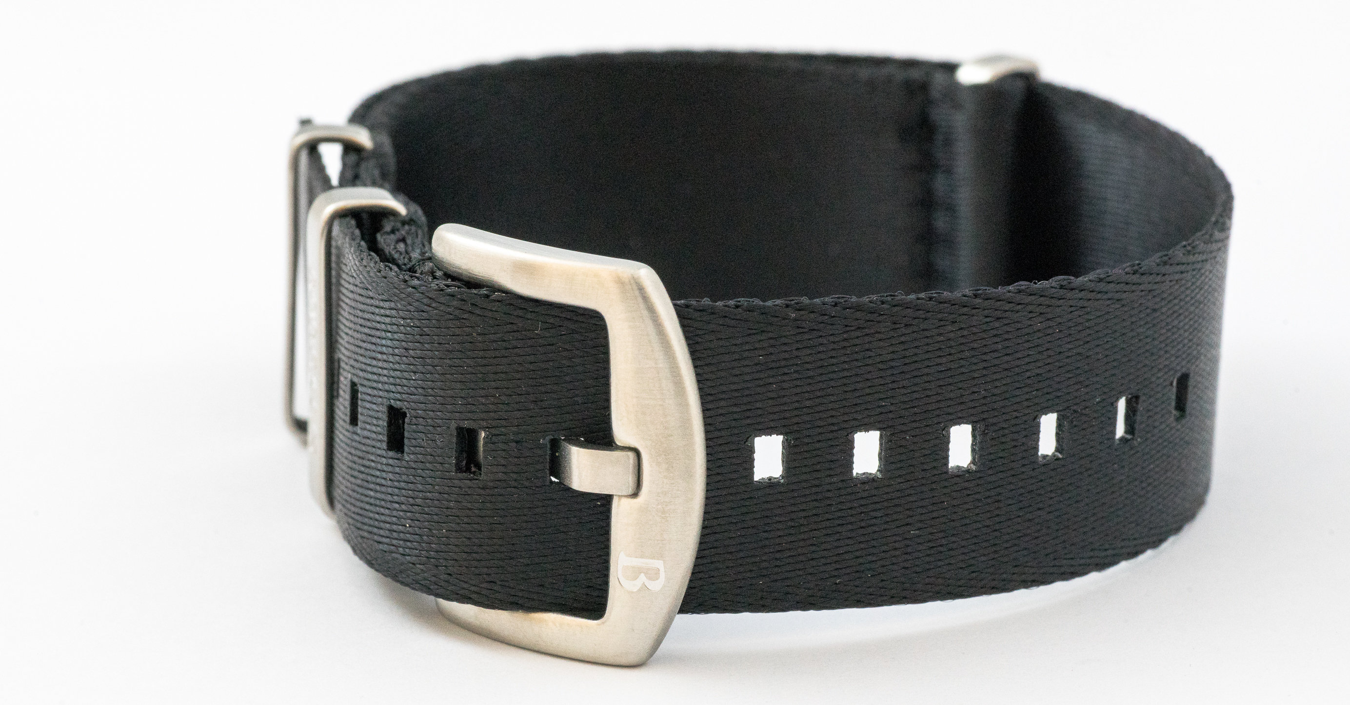 Borealis premium Nato style seatbelt 1.2mm nylon weave strap 22mm size black BSBNSBLACK22MM
