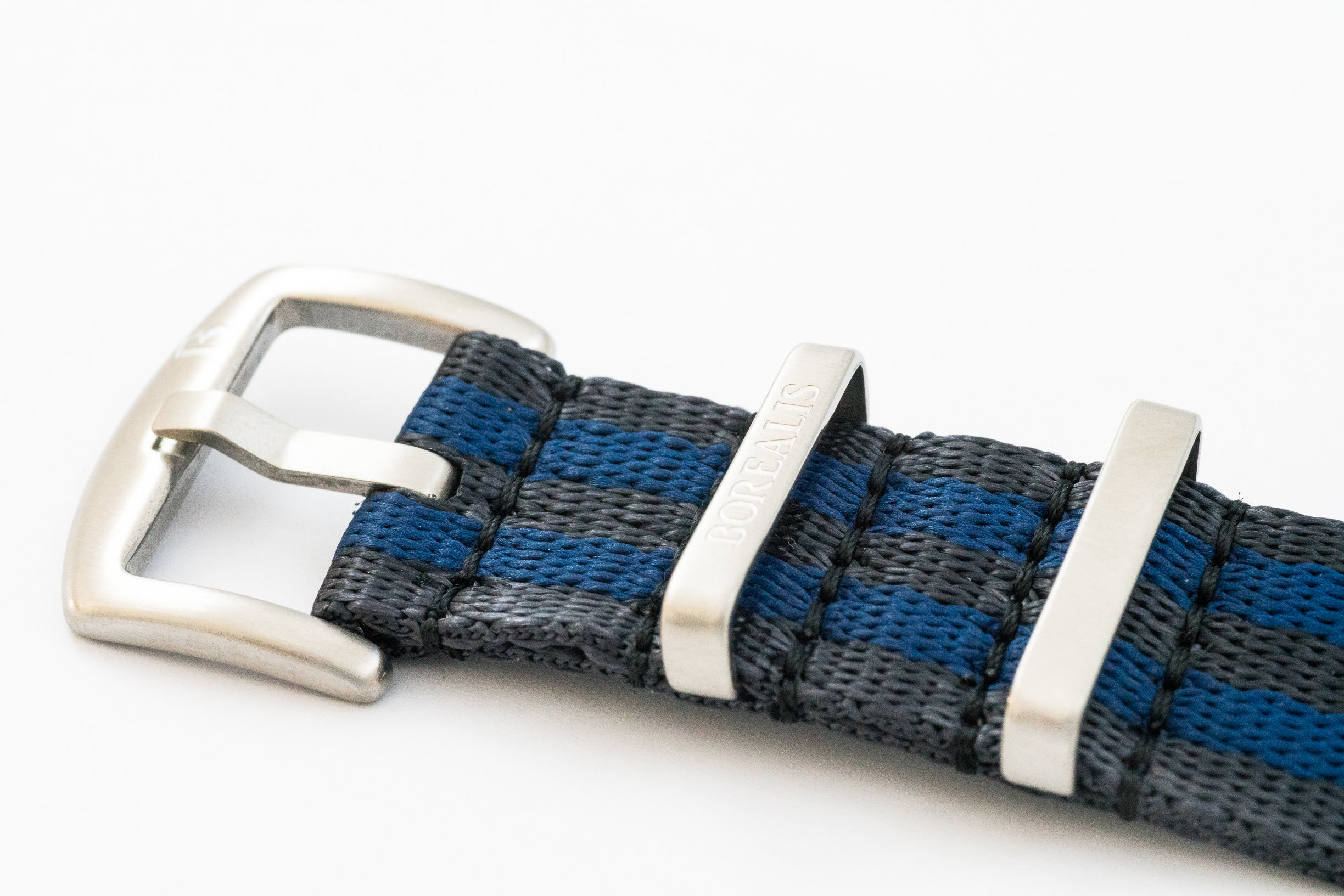 Borealis Nato style seatbelt nylon strap 20mm size two tone black blue