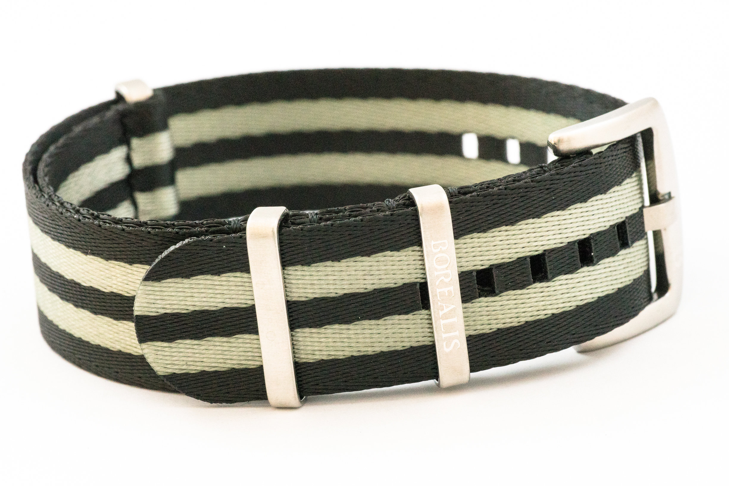 Premium Nato style seatbelt nylon strap 20mm size two tone black grey BSBNSBGREY20MM