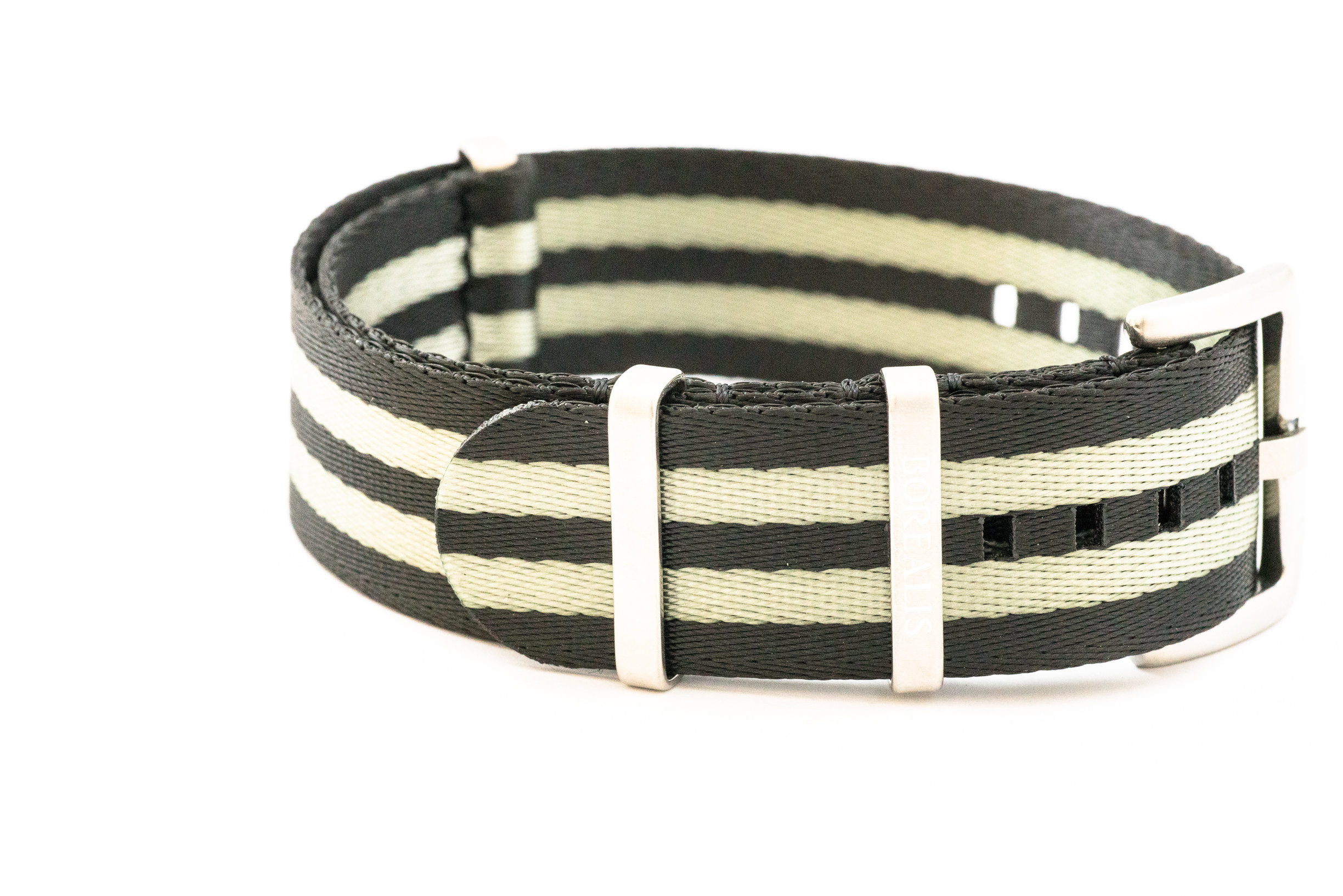 Premium Nato style seatbelt nylon strap 20mm size two tone black grey