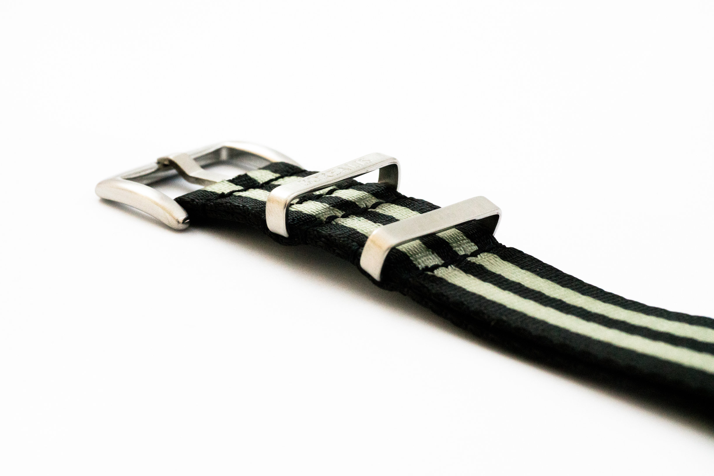 Premium Nato style seatbelt nylon strap 20mm size two tone black grey