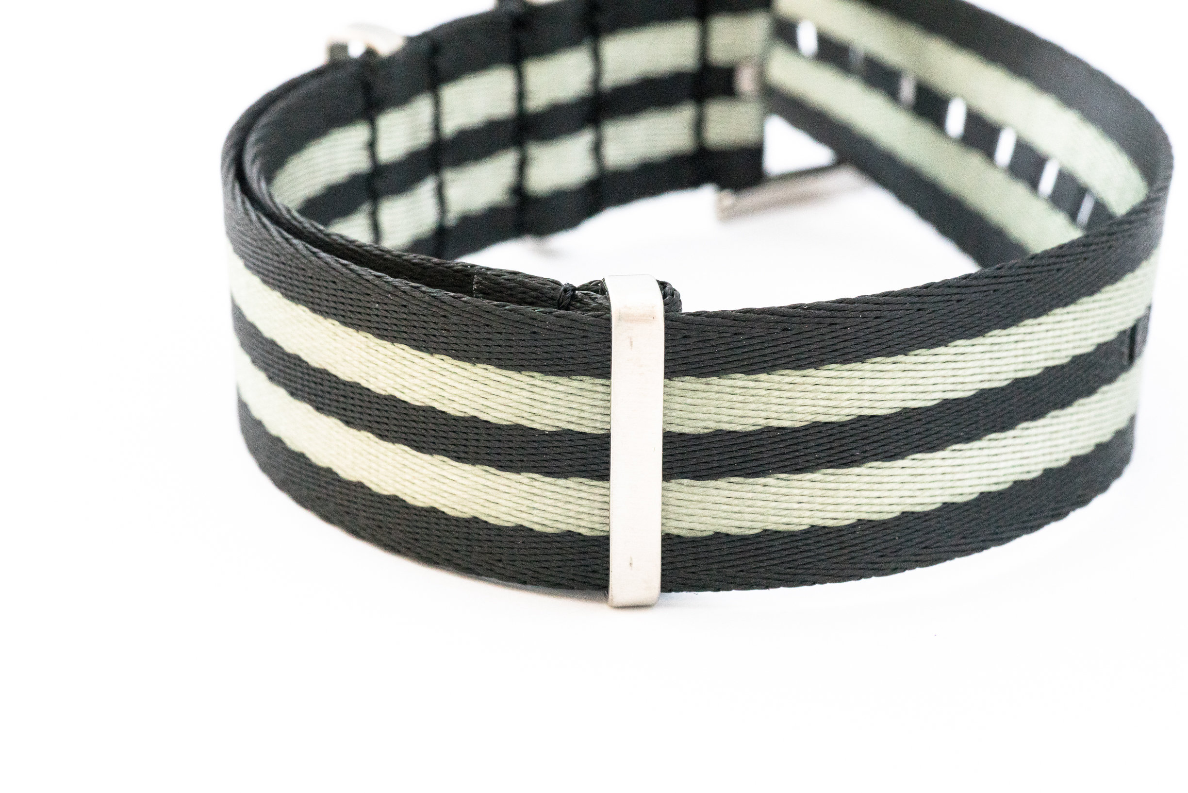 Premium Nato style seatbelt nylon strap 20mm size two tone black grey