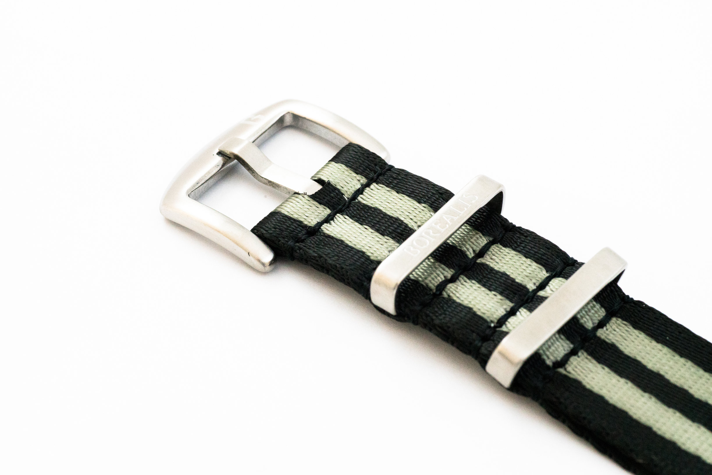 Premium Nato style seatbelt nylon strap 20mm size two tone black grey