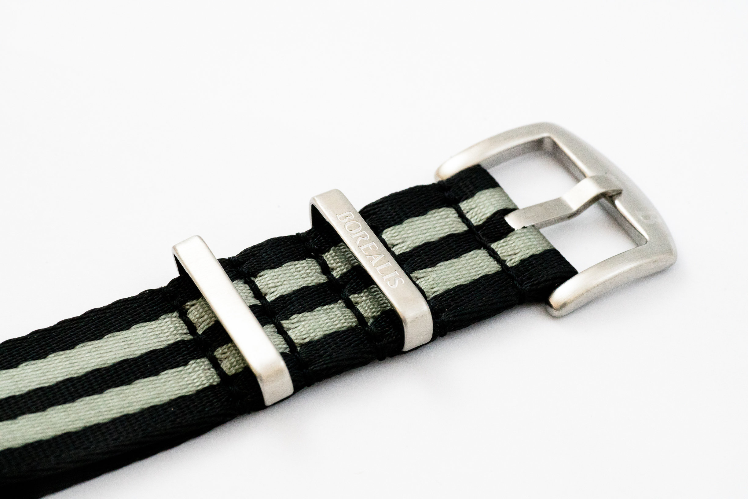 Premium Nato style seatbelt nylon strap 20mm size two tone black grey